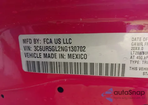 2022 Ram 2500 Limited Longhorn 4X4 6'4 Box из США, поврежденный, VIN 3C6UR5GL2NG130702